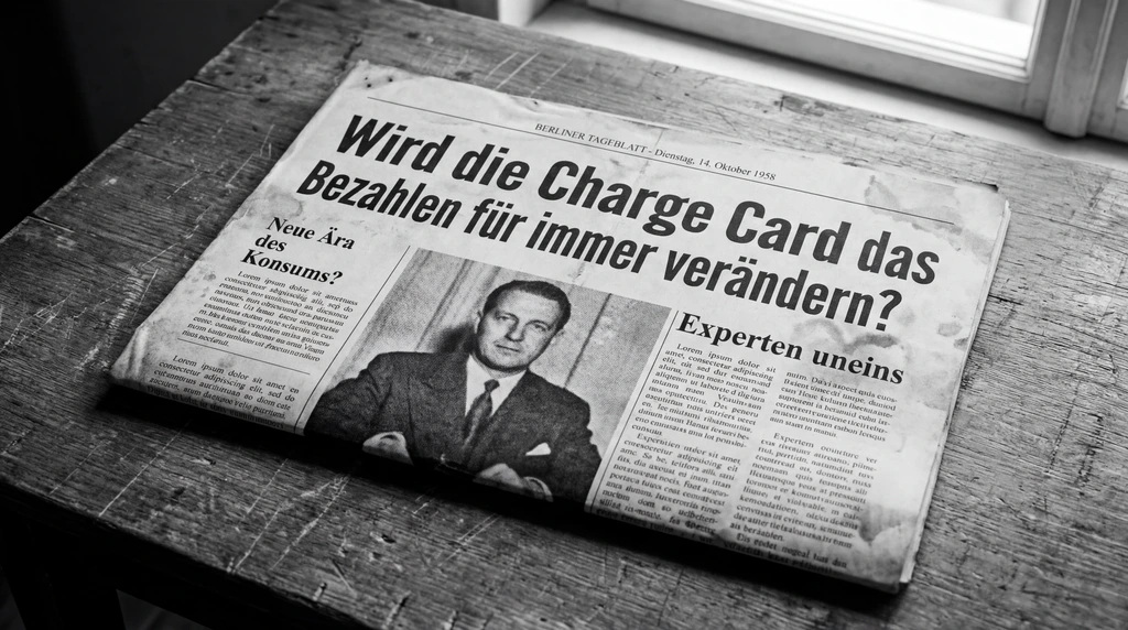 Zeitungsheadline aus den 1950ern zur Einführung der Charge Card